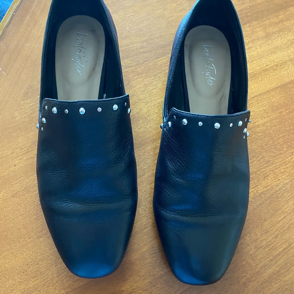 Lord & Taylor Black Flats with Silver Studs